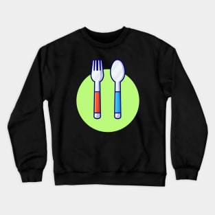 Fork And Spoon Cartoon Vector Icon Illustration Crewneck Sweatshirt